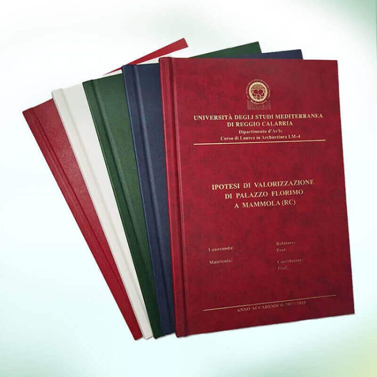 tesi di laurea con stampa a caldo in oro